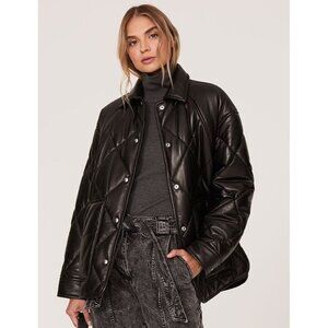 IRO Shirin Black Quilted Leather Button Snap Jacket Women's Size 40 (US 8)